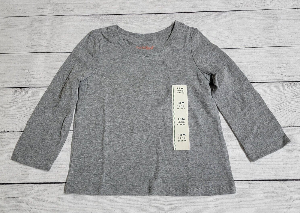 Cat & Jack Long Sleeve Basic T-Shirt Flat Gray Toddler Girls Size 18M